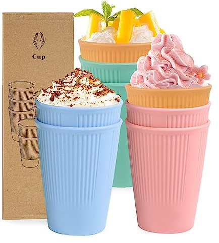 Ayeelamb Vasos de plástico, Vasos Plástico Duro para bebidas calientes y frías, 8 unidades, reutilizables, 350 ml (11,83 onces), Vasos plastico para Adultos y Niños