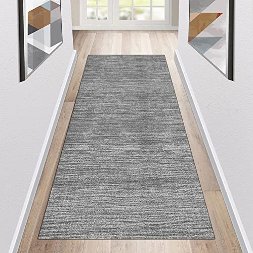Siunwdiy Teppich Läufer Flur rutschfest Küchenläufer Waschbar Grau Modern Korridor Teppichläufer Lang Küchenteppich Für Küche Wohnzimmer Schlafzimmer Teppichläufer Meterware Anpassbar,Grau,80x500cm