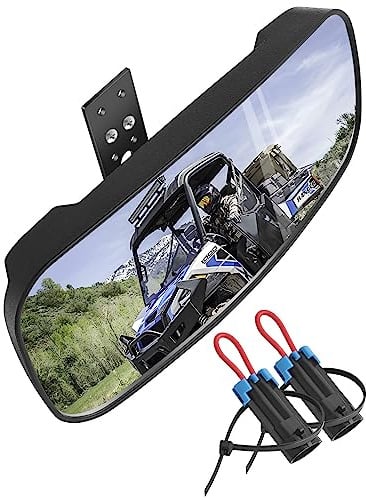 ZIDIYORUO Polaris Ranger Rückspiegel, HD Center Rückspiegel für Polaris Ranger 500 570 900 XP 1000XP Crew 2017-2023 auf der Werksseiten-Dropdown-Montagelasche (mit 2 Riemen-Bypass)