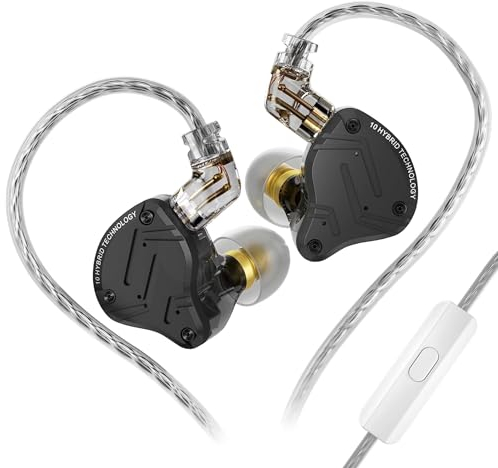 keephifi KZ ZS10 PRO X Auricolari gaming in ear monitor, 1DD 4BA IEM, kz cuffie in ear con filo HiFi,cuffie in ear gaming, 0,75 mm 2 PIN IEM per musicisti/audiofili/cantante(nero, con micro)