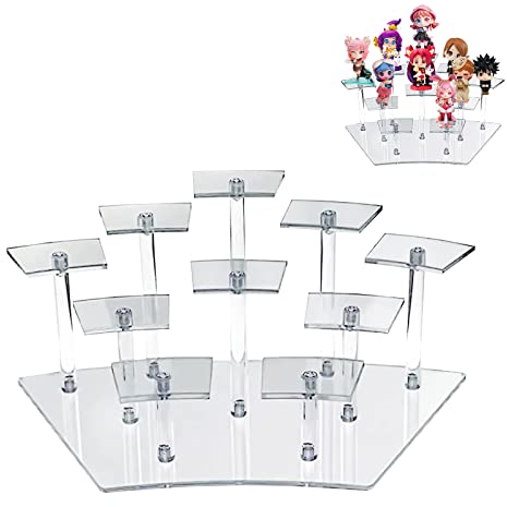 Acrylic Organizer,Riser Display Regal Ständer,10 Tier Tischplatte klar Organizer für Schmuck Display Riser Handgefertigter Modell Display Ständer Mehrschichtiger Präsentationsständer