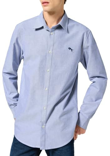 Wrangler Men's ls 1 pkt Shirt, Blue (Oxford Blue), L