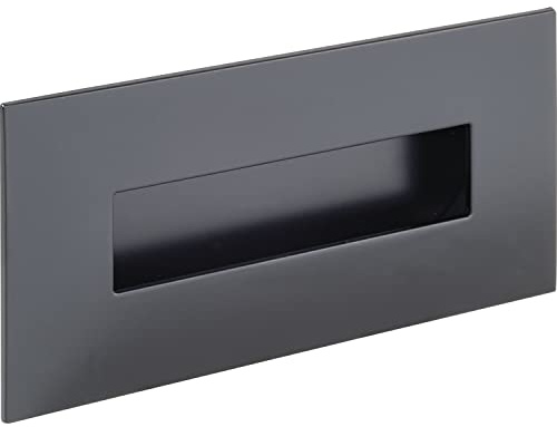ESTAMP Griffmuschel Geometrix 155x73mm - Muschelgriff rechteckig - Griff mit Rahmen zum Einlassen - Zinkdruckguss schwarz matt