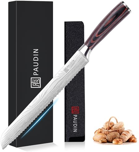 PAUDIN Bread Knife, 10 inch Serrated Knives, Bread Knife for Homemade Bread