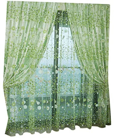 Cabilock Grüne Tüll-fenstervorhänge Mit Floralen Mustern Transparente Voile-vorhänge Für Schlafzimmer Und Wohnzimmer Stangentasche Für Einfache Montage Verdunkelungsgardinen Für Privatsphär
