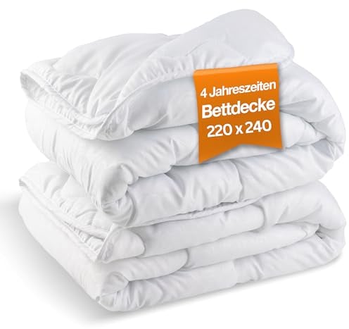 KNERST® Bettdecke 240x220-4 Jahreszeiten Bettdecke 240 x 220 - große Bettdecke - Ganzjahresdecke 220x240 für Jede Jahreszeit - Bettdecke 220x240 - leichte Sommerdecke & warme Winterdecke