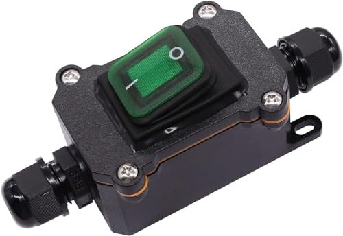 Interruttore 12V IP67 Interruttore cavo in linea impermeabile ON/OFF 30A 24V/12 volt LED verde Lampada di alimentazione in linea Interruttore a levetta a bilanciere Interruttore esterno…