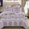 Bettwäsche-Set Seidenbettwäsche-Set King Size, Bettbezüge Kingsize-Betten Rot, Bettwäsche-Set King Size Doppel-Bettbezug-Set Seiden-Baumwoll-Satin Jacquard Doppelbett Twin Silber 4-tlg. Dekoration (F