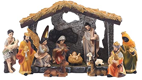 BEBIKR Krippenfigur, Miniatur-Figur, Kunstharz, Statue, Garten, Hof, Dekoration, Zubehör für Zuhause, Innen- und Außenbereich, Garten, Hof, Dekoration, Krippenfiguren-Sets für Weihnachten und drinnen