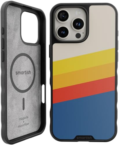 Smartish® iPhone 16 Pro Max Magnetic Case - Gripmunk Compatible with MagSafe [Lightweight + Protective] Slim & Thin Grip Cover with Microfiber Lining for Apple iPhone 16 Pro Max - Striped Up | Thin, Grippy & Protective, Magnetic with Microfiber-Lined Interior, Drop-Tested from 6 Feet, Raised Edges for Screen & Camera
