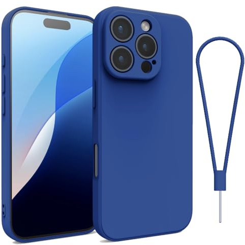Andwing For iPhone 16 Pro Case,Silicone Case Soft Ultra For iPhone 16 Pro Phone Case Slim Protective Shockproof Cover Scratch-Resistant Microfiber Lining, 6.3 Klein blue