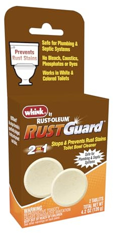 Rust-Oleum RustGuard Rust Stain Remover | Heavy-Duty Iron Stain Remover & Toilet Bowl Cleaner For White & Colored Toilets | 2 Tablet Box