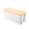 WJIAYAO Cable Tidy Box Wire Storage Box Power Board Wire Boxes Socket Data Cable Junction Box Storage Box with Bamboo(White)
