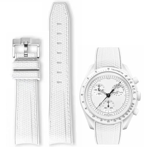 HEYOZURY Uhrenarmbänder für Omega X Swatch Moonswatch Watch, 20 mm, gebogenes Gummiarmband, Silikon-Uhrenarmband, für Herren und Damen, Ersatzarmband, Omega MoonSwatch Speedmaster, keine Lücke