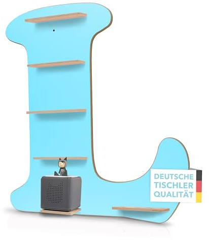 MilaCasa Tonibox Wandhalterung mit Buchstabe (A - Z) - Wandregal für Toni - Tonibox Regal Kinderzimmer-Buchstabe - Kinder Regal - Tischlereiqualität aus Deutschland