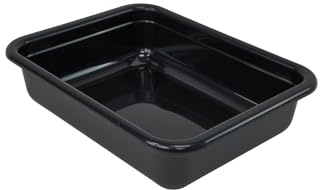Quantum FSB-22175BK 22 Bussing Tub with Flat Bottom | Utility Plastic Storage Wash Basin Box Container for Commercial Restaurant Kitchen | Built-in Handles, 22L x 17W x 5H, Polypropylene, Black