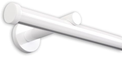 Deco-Raum Gardinenstange auf Maß Innenlauf Modern rund 20mm Wandbefestigung Wandträger mitte Lauf 9cm Vorhangstange Flächenvorhang Schiene Innenlaufstange für Vorhänge Weiß 160cm
