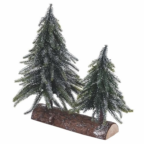 Weihnachtsdekoration aus Holz mit Zwei Bäumen, silberfarben, Xmas