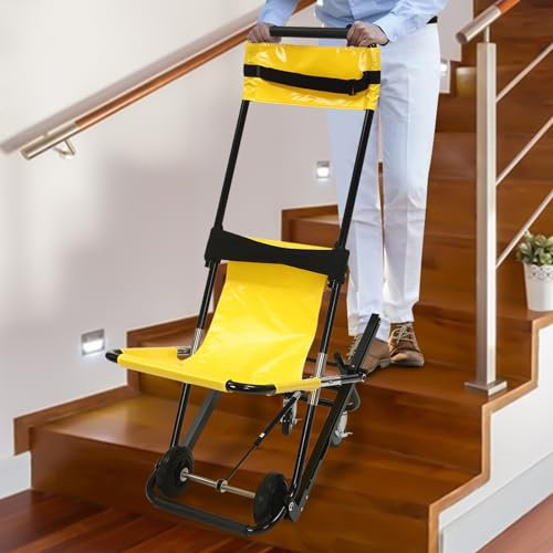 HOARLICN Manueller Lift Treppenstuhl, Klappbarer Evakuierungsstuhl Mit 4 Rollen Widersteht 350.53 Lbs Verstellbarer Evakuierungs-Treppenstuhl Für Krankenwagen, Krankenhäusern