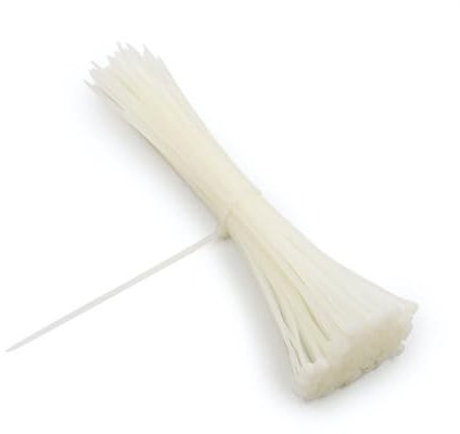 Bridas de nylon, 40 uds, 3,6 x 200 mm, color blanco, adecuadas para sujetar cables y organizar espacios.