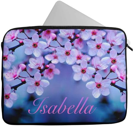 Personalised Any Name Floral Design Laptop Case Sleeve Tablet Bag Gift Chromebook 11 (16-17 inch)