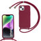 SLWYF Compatible with iPhone 14 Plus Crossbody Lanyard Case, Liquid Silicone Protective Phone Case with Strap Adjustable Neck Cord Necklace Soft Cover for iPhone 14 Plus, Red