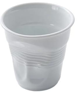 RabyLeo Taza de cerámica única inspirada en el diseño de taza de papel arrugado, forma artística e irregular, perfecta para café, té y bebidas calientes, ideal para el hogar, la oficina (blanco