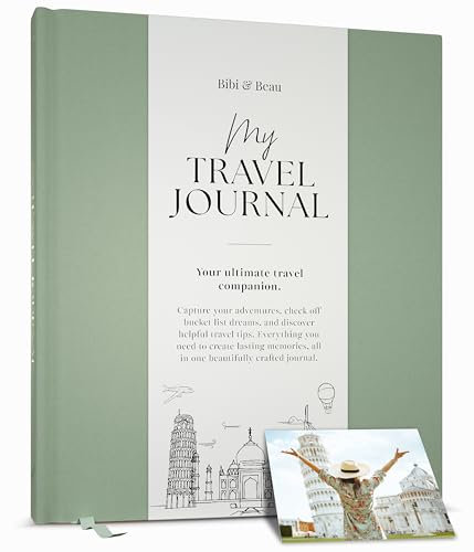 Travel Planner & Holiday Journal for 16 Trips – Adventure Scrapbook, Bucket List & Travel Diary for Women, Men & Couples – Gift for Travellers | Sage Green