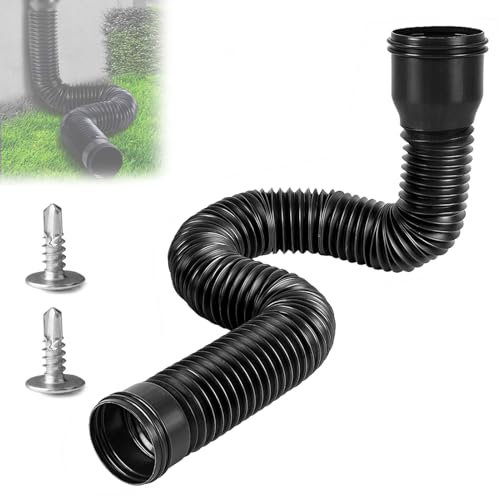 Dachrinne, Fallrohr, Dachrinnen Verlängerung 150 cm Fallrohrverlängerungen Flexibel Rund Regenpfahlerweiterung, Flexibles Kit, Regengraben, Rasenabwärtsroperweiterung (1 Stück Schwarz)