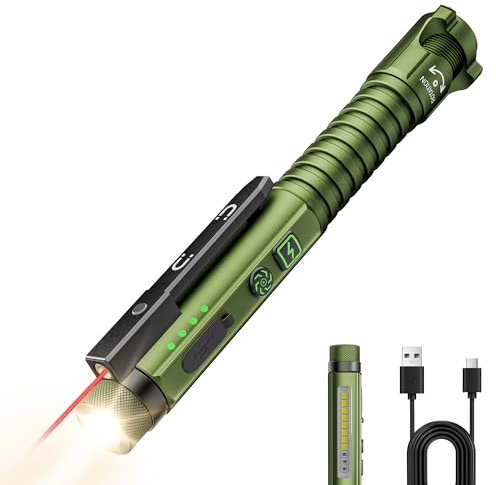 PASIION EDC Flashlight Rechargeable,800 Lumen Small Flashlight with Magnetic Clip & Base, 11 Modes LED Flashlight,Glass Breaker&Bottle Opener, USB-C Flashlight for Working,Home and Emergency