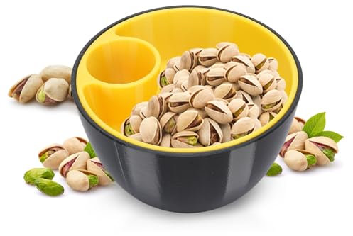 BAOFUYA Plastiknussschalen, Doppelte Schicht Runde Snacks Schale mit Schalenaufbewahrung für Snacks Fruchtpistazien Sonnenblumenkerne (Yellow)