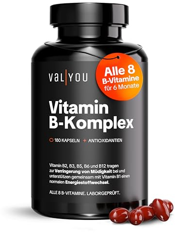 VALYOU Vitamin B-Komplex - Mit Vitamin C + E - 180 Kapseln für 6 Monate