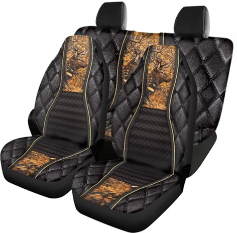 TOADDMOS Jagd Wald Autositzbezüge Atmungsaktive Hirsch Vordersitze Rücksitzbezüge Auto Dekorationen Zubehör Rutschfest Autositzschutz Universelle Passform für Autos SUV Limousinen