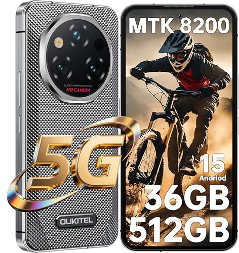 OUKITEL WP210 Rugged Smartphone 5G, Dimensity 8200+, 36GB+512GB, 6.7 FHD+ AMOLED, 108MP+32MP Camera, 45W Fast Charge, Android 15 Rugged, 13.7mm Slim, Support OTA, NFC, GPS, Black