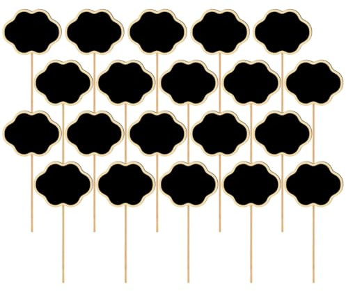 FONDOTIN 20pcs Cloud-Shaped Mini Chalkboard Toppers, Wooden Garden Flower and Plant Tags, Reusable Blackboards for Outdoor Plant Labels and Wedding Party Decorations
