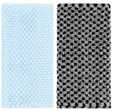2 Piezas Exfoliante Corporal Toallas, Paño Exfoliante Japonés para la Espalda, Estropajo de Espalda para la Ducha para Baño Sauna Esponja Corporal para Mujeres y Hombres(Negro, Azul)