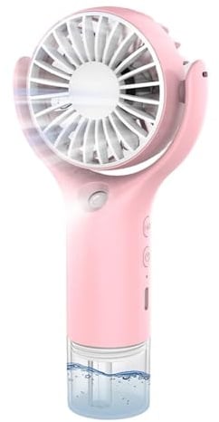 Fmzrbnih Mini ventilatore con nebulizzatore, ricarica USB, ventilatore a spruzzo con 3 velocità, ventilatore portatile per acqua, per esterni, ufficio, patio, spiaggia, viaggi, campeggio, cortile