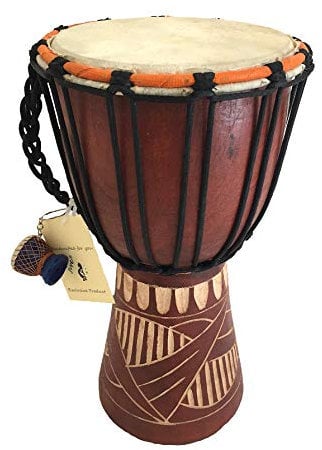 JIVE Djembe Drum Bongo Congo Afrikanische Massivholztrommel - MED SIZE - 12, FEDERAL (TM) MARKE PROFI PREMIUM QUALITÄT/INKLUSIVE DRUM SCHLÜSSELANHÄNGER