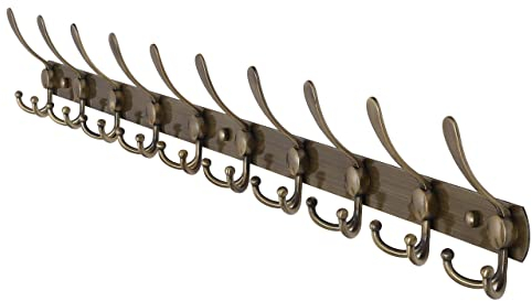 Dseap Garderobenleiste mit 10 haken, schwerlast 96cm Lang garderobenhaken, edelstahl wandgarderobe, kleiderhaken wand, hakenleiste garderobe für mantel hut handtuch handtasche, bronze
