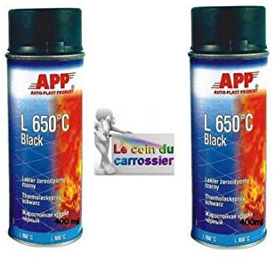 2 bombes de peinture haute température noir 650°