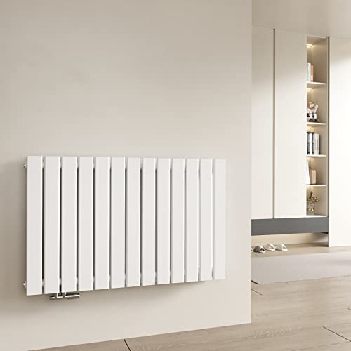 Heilmetz® Flach Heizkörper Horizontal 630 x 1000mm Weiß Design Paneelheizkörper Seitenanschluss Doppellagig Heizung