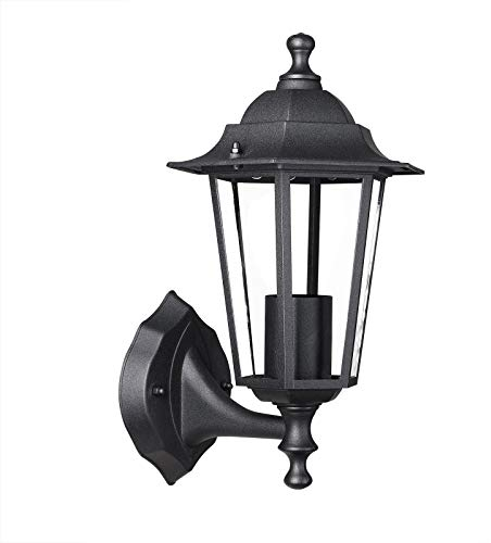 Monzana Farol de jardín Krysante color Antracita 60W Lámpara rústica de Pared 375x200x225mm Resistente Patio terraza