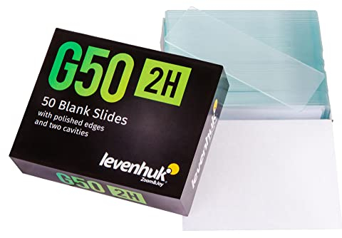 Levenhuk G50 2H Leere Objektträger mit 2 Hohlschliffen, Hochtransparent mit Polierten Kanten für die Vorbereitung von Laborproben von Mikroorganismen