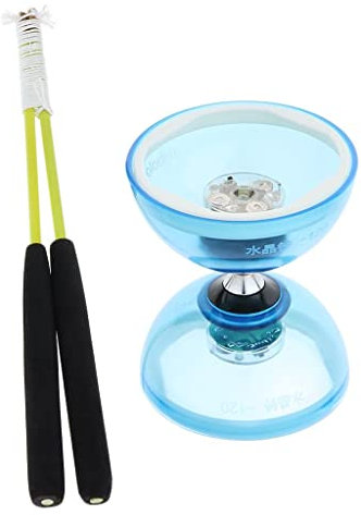 SM SunniMix Set Diabolo Roulement à Bille + Diabolo Baguettes en Bois + Diabolo Ficelle Jouet Cadeau Enfant Adulescents - Bleu