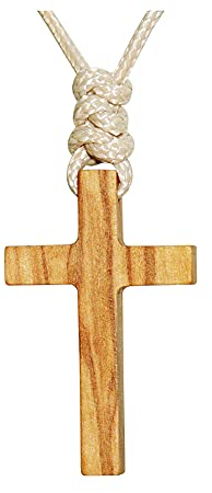 Natürliche Olivenholz Kreuz Anhänger Halskette für Männer Frauen Geschenk Holz Halskette