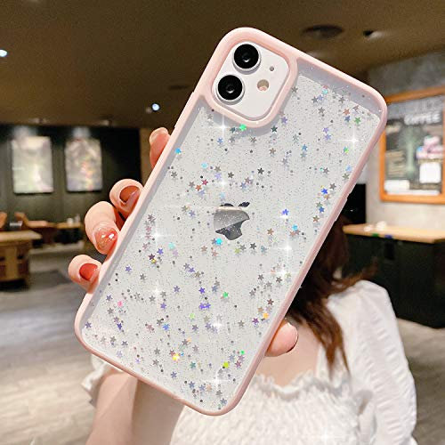 ZTUOK Compatible with iPhone 11 Case for Girls,Soft Slim Fit Full-Around Protective Cute Clear Sparkly Bling Star Phone Case Glitter Cover for iPhone 11 -Pink