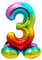 Folat 64293 Folienballon Zahl 3 ca. 81 cm, Rainbow mit Basis, Costumes