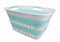 SAMMART 30L Collapsible 3 Handled Plastic Wäschekorb - Faltbarer Pop-Up-Vorratsbehälter/Organizer - Tragbare Waschwanne - Platzsparender Korb/Korb (Weiß/Seegrün)