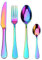 Sharecook 24 Pièces de Couverts en Titane Plaqué Arc-en-ciel,Ensemble Couverts Colorés en Acier Inoxydable,Ménagères Couverts Colorés pour 6,Idéal pour la Maison et le Restaurant(arc-en-ciel brillant)