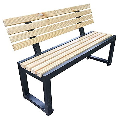 Geling Parkbank 3-Sitzer, Gartenbank Aus Massivem Teakholz, Extra Stabil, Sitzbank, Balkon, Terrasse, Parkbank,Beige,150CM